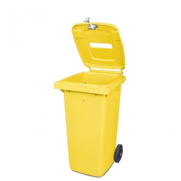 Müllbehälter mit Papiereinwurf, verschließbar, 120 Liter, gelb