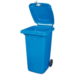 Müllbehälter mit Dreikantschlüssel verschließbar, BxTxH 480x550x930 mm, 120 Liter, blau