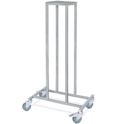 Rollerständer aus Edelstahl für 15 Alu- und Edelstahl-Roller, 600x400 mm, mit 4 kugelgelagerten grauen Lenkrädern aus Gummi