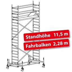Fahrgerüst Plettac Alu Star 80 mit Fahrbalken, Arbeitshöhe 13,5 m, Gerüsthöhe 12,75 m, Standhöhe 11,5 m