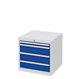 System-Schubladenschrank mit 4 Schubladen, BxTxH 600x575x620 mm, lichtgrau/enzianblau