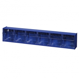 Kleinteilemagazin "Blue" mit 6 Klarsichtboxen, Set 2, BxHxT 600x115x95 mm, Behälter je BxTxH 79x69x65 mm