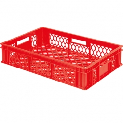 Bäckerkiste, LxBxH 600x400x130 mm, Wände und Boden durchbrochen, Gewicht 1,40 kg, rot