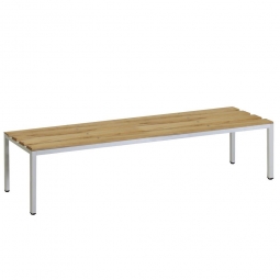 Sitzbank, BxTxH 1500x400x400 mm, Gestell RAL 7035 lichtgrau, Sitzfläche aus Naturholz Sitzbank, BxTxH 1500x400x400 mm, Gestell RAL 7035 lichtgrau, Sitzfläche aus Naturholz