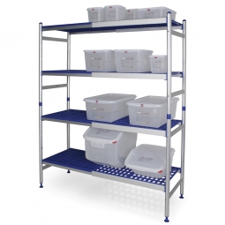 Aluminiumregal / Kühlhausregal für den Hygienebereich, Stecksystem, BxTxH 1390-1840x475x1675 mm