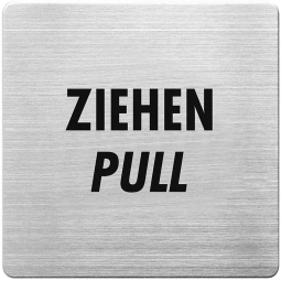 Hinweisschild "Ziehen", Edelstahl, HxBxT 90x90x1 mm