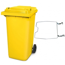 Müllbehälter, 240 Liter, gelb, mit Klemmring