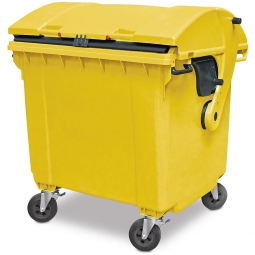 Müllcontainer, 1100 Liter, nach EN 840-6, gelb, BxTxH 1370x1210x1460 mm, Polyethylen (PE-HD)