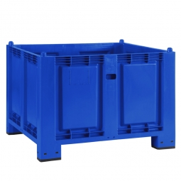 Palettenbox mit 4 Füßen, LxBxH 1200x800x850 mm, Tragkraft 500 kg, blau, Boden/Wände geschlossen