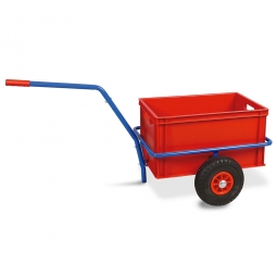 Handwagen mit Kunststoffkasten, H 320 mm, rot, LxBxH 1250x640x660 mm, Tragkraft 200 kg