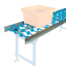 Röllchenbahn, leichte Ausführung, bis 20 kg, Kunststoff-Röllchen Ø 48 mm, Achsabstand 75 mm, LxB 2000x300 mm