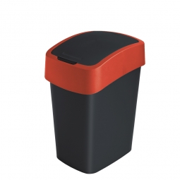 Abfallbehälter mit Schwing- oder Klappdeckel, PP, BxTxH 260x340x470 mm, Inhalt 25 Liter, schwarz/rot