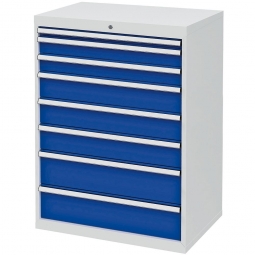 System-Schubladenschrank mit 8 Schubladen, BxTxH 900x575x1220 mm, lichtgrau/enzianblau