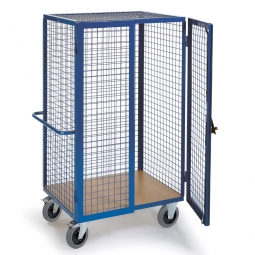 Rollwagen mit Gitterwänden und Türen, LxBxH 1150x750x1800 mm, Tragkraft 600 kg, Gewicht 83 kg