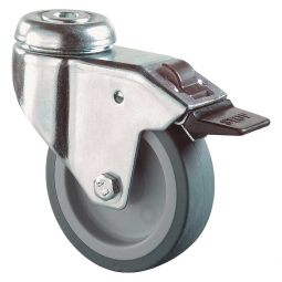 Apparate-Lenkrolle mit Feststellbremse, Rad-ØxB 75x23 mm, Tragkraft 50 kg, grau