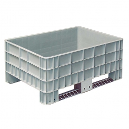 Palettenbox mit Außenrippen und 2 Kufen, Außenmaße LxBxH 1170x800x520 mm, grau