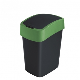 Abfallbehälter mit Schwing- oder Klappdeckel, PP, BxTxH 260x340x470 mm, Inhalt 25 Liter, schwarz/grün