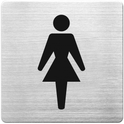 Hinweisschild "WC-Damen", Edelstahl, HxBxT 90x90x1 mm
