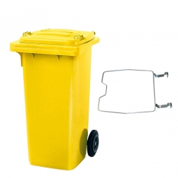 Müllbehälter, 120 Liter, gelb, mit Klemmring