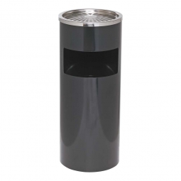 Abfallbehälter mit Ascher, ØxH 250x610 mm, 40 Liter, schwarz