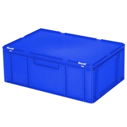Euro-Aufbewahrungsbox mit Deckel, LxBxH 600x400x230 mm, 43 Liter, blau