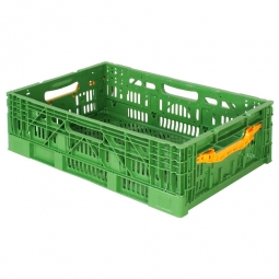 Klappbarer Eurobehälter, geschlitzt, PE-HD, LxBxH 600 x 400 x 180 mm, 36 Liter, grün