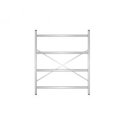 Edelstahl-Steck-Grundregal, BxTxH 1500x400x1800 mm, mit 4 Regalböden T: 350 mm