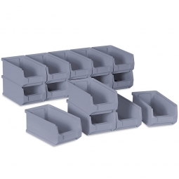 Sichtboxen-Set PROFI, 15x LB 5, grau, Inhalt 0,8 Liter, LxBxH 175x100x75 mm, innen 145x85x65 mm