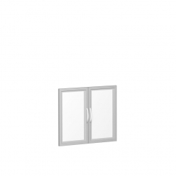 Flügeltür FLEX, 2 Ordnerhöhen, mit Glasausschnitt, Breite 800 mm, mit Metallscharnieren und Türdämpfern