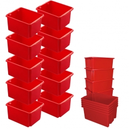 10x Dreh- und Stapelbehälter, Spar-Set, LxBxH 455x360x245 mm, 32 Liter, rot
