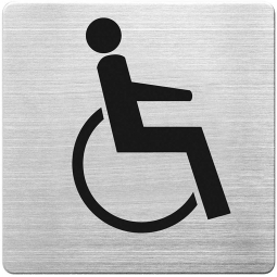 Hinweisschild "Behinderten WC", Edelstahl, HxBxT 90x90x1 mm