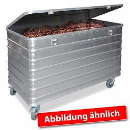 Transportwagen aus Leichtmetall, mit Deckel, 656 Liter, LxBxH 1280x730x945 mm, Tragkraft 250 kg