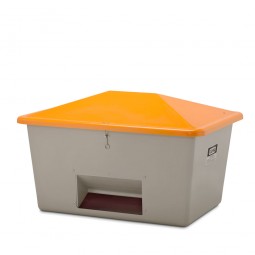 Streugut-Behälter, Volumen 1100 Liter, grau/orange, BxTxH 1630x1210x1010 mm, glasfaserverstärkter Kunststoff (GFK)