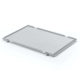 Scharnierdeckel für Euro-Stapelbehälter, LxB 600x400 mm, Farbe grau