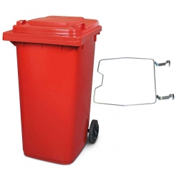 Müllbehälter, 240 Liter, rot, mit Klemmring