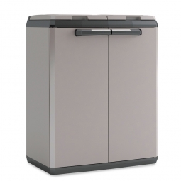 Recyclingschrank für 2x 120-Liter-Müllsäcke, aus Kunststoff, Farbe grau/schwarz, BxTxH 680x390x850 mm