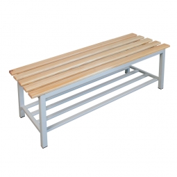Sitzbank mit Schuhrost, BxTxH 1200x400x400 mm, Gestell RAL 7035 lichtgrau, Sitzfläche aus Naturholz Sitzbank mit Schuhrost, BxTxH 1200x400x400 mm, Gestell RAL 7035 lichtgrau, Sitzfläche aus Naturholz