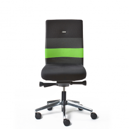 Bürodrehstuhl „Agilis AG10“, Polster schwarz mit grünem Kontraststreifen, belastbar bis 120 kg