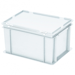 Euro-Aufbewahrungsbox mit Deckel, LxBxH 400x300x230 mm, 21 Liter, weiß