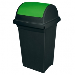 Schwingdeckel-Abfallbehälter grün/anthrazit, BxTxH 430x390x760 mm, 50 Liter, Polypropylen-Kunststoff