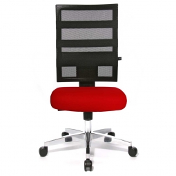 Drehsessel X-Pander, Sitz rot, Netzrücken schwarz, Sitz BxTxH 480x480x410-530 mm, Rückenlehnenhöhe 600 mm, belastbar bis 110 kg