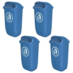 4x Abfallbehälter nach DIN 30713, 50 Liter, blau, BxTxH 430x330x745 mm, Polyethylen-Kunststoff (PE-HD)