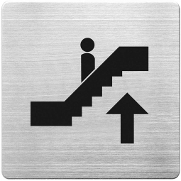 Hinweisschild "Rolltreppe aufwärts", Edelstahl, HxBxT 90x90x1 mm