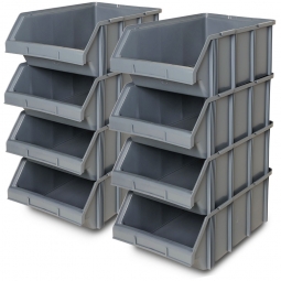 8x Sichtbox CLASSIC FB 1, LxBxH 570/450x437x245 mm, Gewicht 2,2 kg, 48 Liter, grau