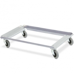 Aluminium-Flüster-Roller für Isoboxen 685x485 mm, 100 mm PU-Rad, Deck offen, Tragkraft 250 kg