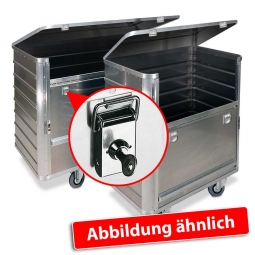 Transportwagen aus Leichtmetall, mit Deckel und Schlössern, LxBxH 930x530x985 mm, 355 Liter, Tragkraft 250 kg