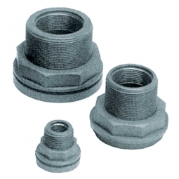 Anschlussverschraubung 1/2" IG, Material PVC grau, Aussengewinde 1", Innengewinde 1/2"