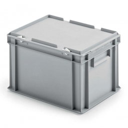 Euro-Deckelbehälter aus PP, LxBxH 400x300x245 mm, grau