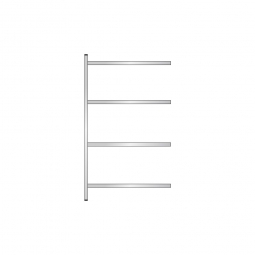 Edelstahl-Steck-Anbauregal, BxTxH 1175x300x2000 mm, mit 4 Fachböden T: 250 mm