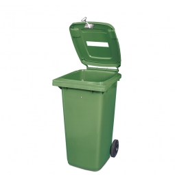 Müllbehälter mit Papiereinwurf, verschließbar, 120 Liter, grün